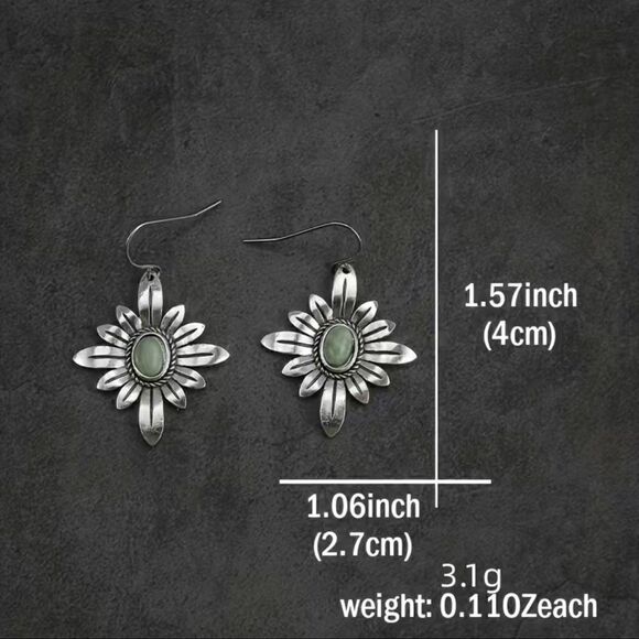 New! Flower Shape Earrings With Silver Tone Zinc Alloy - Picture 4 of 4